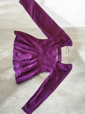 Old Navy Purple Long-Sleeve Smocked Peplum Top